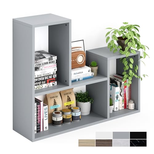 Kaboon Free-Form Modular Shelving Unit, Freestanding Bookcase 10 Inches Deep, Display Shelf Storage Organizer for Home Office, Gray