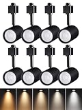 LEONLITE 8-Pack Small Space Series 8.5W LED H Track Lighting Heads, ETL FCC Listed, Dimmable H Track Light Heads for Store Shop Cafe, CRI90, 36° H Track Lighting, 5CCT, Matte Black
