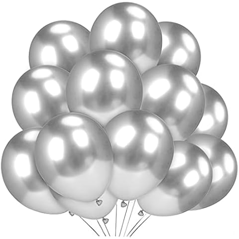 O-Kinee Chrome Balloons 50PCS 12 Inch Metallic Balloons Shiny Balloons Metal Party Latex Balloons for Birthday Wedding Baby Shower Christmas Decorations (Silver -50pcs) Cover