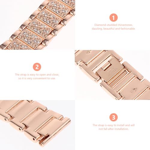 Correa para reloj de acero inoxidable con brillo rosa miniatura 4