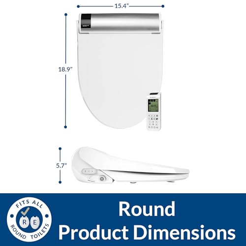 Bio Bidet BB2000 Electric Bidet Toilet Seat, Warm Water with Air Dryer, Heated Seat with Sensor and Slow Close Lid, Night Light, Remote Control, Round, White thumbnail 13