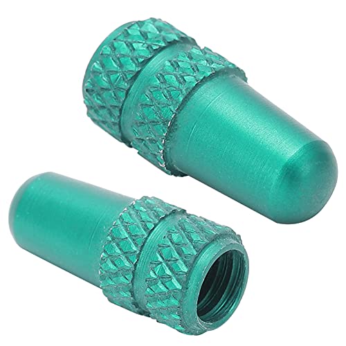2 pack tapas de válvula para neumáticos de bicicleta de aleación de aluminio para bicicletas de carretera y lluvia, válvula estilizada verde compatible con Presta y válvulas miniatura 6