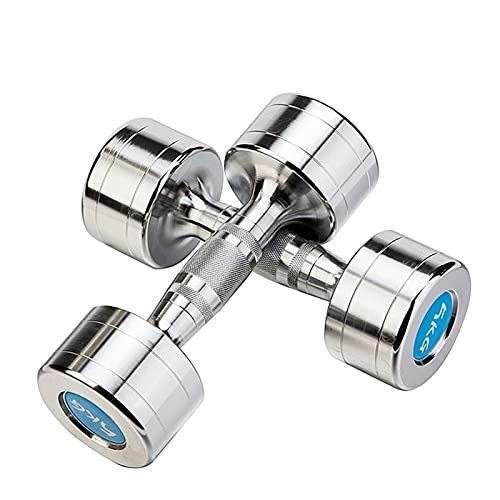 Dumbbell Igh kwaliteit pure stalen dumbbell 10kgs dumbbell * 2 stks dumbbell fitness paar Krachttraining (Color : Silver… - Afbeelding 3