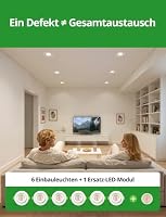 HOMEOW LED Einbaustrahler 230V 6er Set Mit 1 Ersatz LED Modul Austauschbar – Ansicht 3