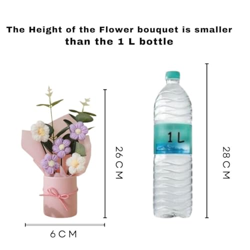 Image of SATYAM KRAFT 1 Pcs Artificial Crochet Flower Bouquet /Artificial Flowers Bunch /Crochet Flowers Bouquet /Flowers Bouquet Gift for Girls Home Decor, Gifting, Valentine Decoration Item (Pink)