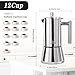 LAOION Stovetop Espresso Maker, 12Cup 17.5 oz Moka Pot, Stainless Steel Cuban and Italian Coffee Maker for Cafetera Cubana, Greca De Cafe Induction Stovetop Compatible, Coffee Gift for Home Travel