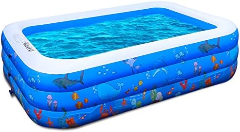 Inflatable Swimming Pools, FUNAVO Inflatable Pool for Kids, Kiddie, Toddler, Adults, 100" X71" X22" Family Full-Sized Swimming Pool, Lounge Pool for Outdoor, Backyard, Garden, Indoor, Lounge