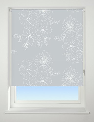 UNIVERSAL Floral Cluster Patterned Thermal Blackout Roller Blind, Grey, W60cm