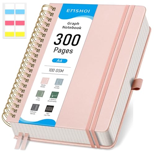 EMSHOI A4 Graph Paper Notebook