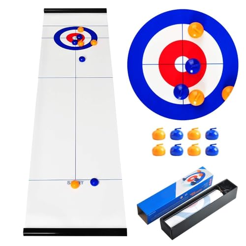 Lotvic Tabletop Curling Game Family Games for All Members Quick & Easy to Set-Up Curling Game Compact Fun Family Games Portable Tabletop Games for Adult Travel Home Party Office (Curling Game)