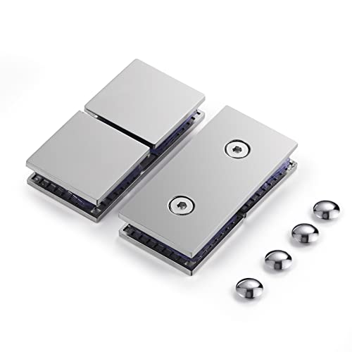 Ranbo 180 Degree Fixed Glass Panel Clamp, Polished Chrome, 2 Pack