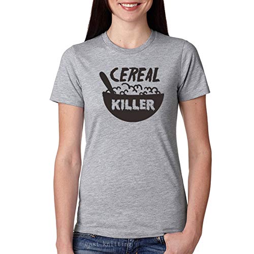 LIULINUIJ Diseño Mujer Cereal Asesino Carta Impresa Tops Camisetas Divertido Desayuno Camiseta...
