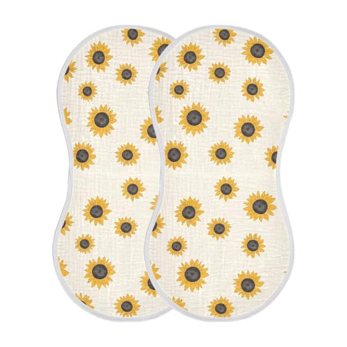Sunflower Simple Minimalist Cotton Baby Burp Cloths Easy Care spit up Cloth for Babies boy and Girl Set of 2, 22x11in