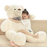 Poutmac 47 inch Giant Teddy Bear Stuffed Animal White Big Plush Teddy Bear Valentine's Gift for Girl