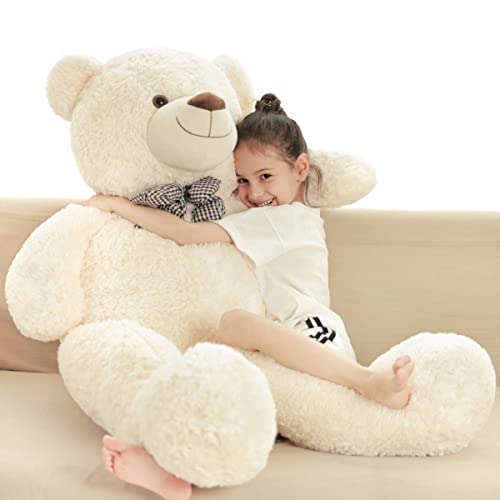 Poutmac 47 inch Giant Teddy Bear Stuffed Animal White Big Plush Teddy Bear Valentine's Gift for Girlfriend Soft Stuffed Bear Animals for Christmas,Birthday,Mother's Day by Poutmac - Image 5