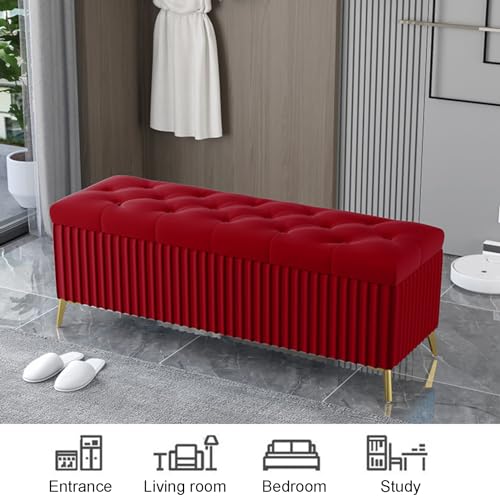 Coffre de rangement velours rose pour une entrée ordonnée
