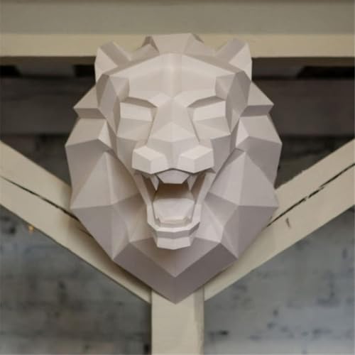 Artisanat géométrique lion 3D en papier rigide - Set de 2 pièces