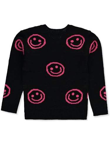 Pink Angel Girls' Allover Smile Sweater - Black/hot Pink, 2t2