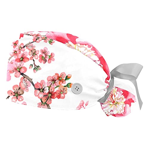 Casquettes de travail ajustables et respirantes JDEZ avec motifs fleurs roses