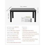VEVOR Rectangle Dining Table, 63 inch Length Large Wood Tables for 4-6 Person, Modern Dinner Furniture, Conference Desk Supporting for 330LBS, for Home Kitchen Living Room, Black(Only Table) - Image 3