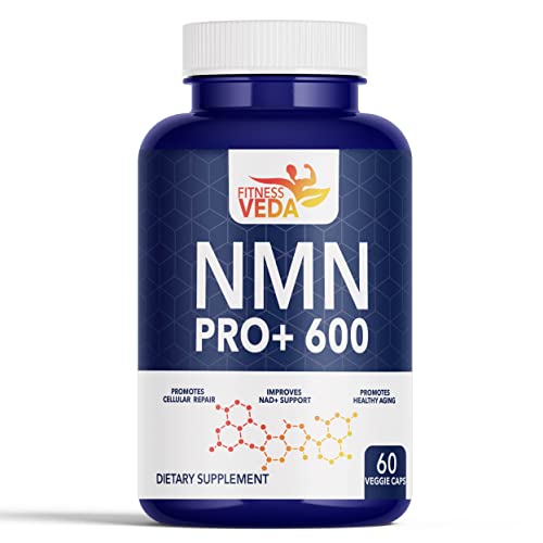 Image of FITNESS VEDA NMN PRO+ 600mg Truely Indian 99.9% Pure | Cellular Repair | Healthy Ageing | Improves NAD+ Support & Skin Health | Pack of 1-60 Capsules