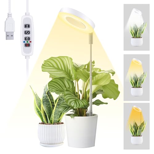 Mcbazel Plant Growing Light 48 LEDs Full Spectrum Growing Light Lamp for Indoor Plant 10 Adjustable Brightness 180 Rotatable with Auto On/Off Timer 3/9/12H for Small Plant