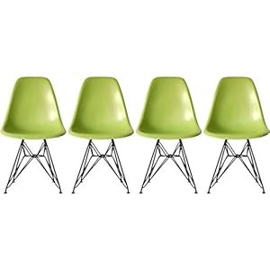 2xhome Set of 4 Green Mid Century M...
