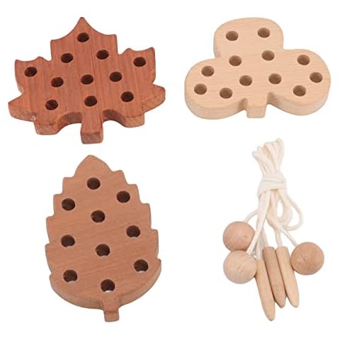 SPYMINNPOO Lacing Toy for Toddlers, Wooden Lacing Threading Leaves Toys Set Educational Threading Game Toys Kit for Baby and Kids Cover