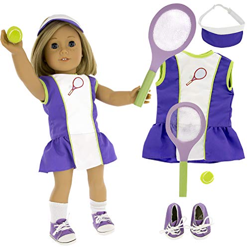 Tennis Sports Doll Outfit (6 Piece Set) - Clothes for American Girl