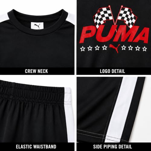 Image of PUMA Boys Active Shorts Set - 2 Piece Dry Fit T-Shirt and Performance Gym Shorts - Activewear Clothing Set for Boys (4-16)