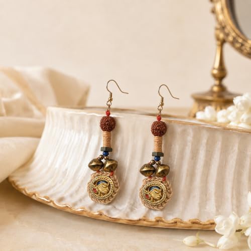 Image of Royal Queen & Empress Handcrafted Tribal Dhokra Earrings Collection for Women - Statement Ethnic Designs in Multiple Colours