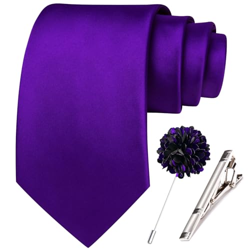 Image of Hi-Tie Men's Extra Long Solid Satin Tie Set 63 Inch /70 Inch Formal Necktie