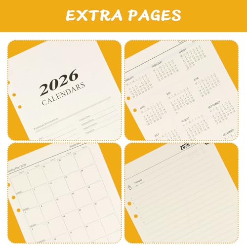 2026 Wochenplaner Einlage A5 6 Löcher, 176 Seiten Kalendereinlage 2026 A5, January 2026 – Dezember 2026, 139x206mm Nachfüllpapier für Planer, Tagebücher, DIY-Projekte