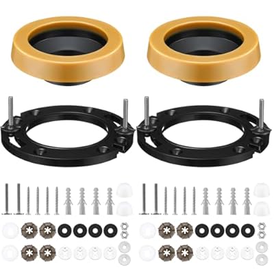 Hortsun 64 Pcs Toilet Flange Repair Kit with Wax Ring Toilet Wax Ring Replacement Kit Include Mounting Hardware Fits 3-inch or 4-inch Waste Lines Odor and Watertight Seal