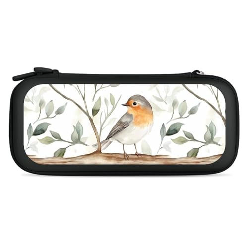 Robin Bird On Woods Compatible with Switch Carrying Case Hard Travel Game Bag Pouch with 15 Games Accessories Black-style