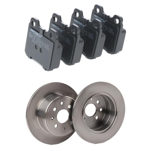 RIDEX Kit de discos de freno y pastillas 3405B2157 Eje trasero sin tornillos macizo