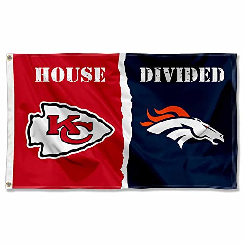 Bannière Chiefs and Broncos drapeau divisé pour animer vos soirées match en famille