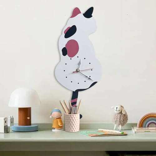Horloge murale silencieuse acrylique chat queue oscillante salon cuisine - 4