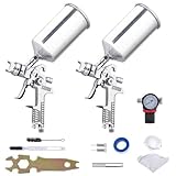Professional HVLP High Volume Low Pressure Lightweight Spray Gun Kit Auto Shop Paint Gravity Feed 2 Sprayer Sliver
