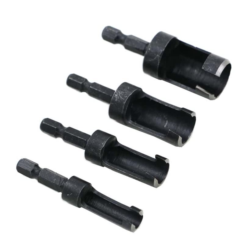 4pcs Wood Plug Hole Titanium Coated Cutter Drill Bits Set 6mm/10mm/13mm/16mm Cutting Dowel Power Woodworking Cork Hole Saw Tool Round Shank