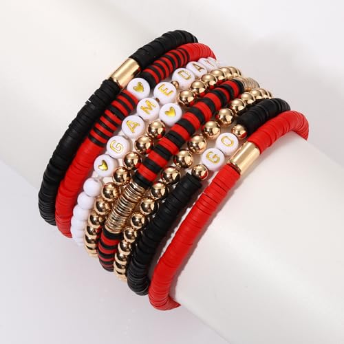 Game Day Bracelet for Women GO GAME DAY Heishi Beaded Stretch Bracelets Stackable Football Sports Jewelry Gifts Accessories Outfits4
