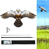 eyijklzo Bird Scarer Flying Kite with Pole Crops Farm Bald Eagle Kite Scaring Birds