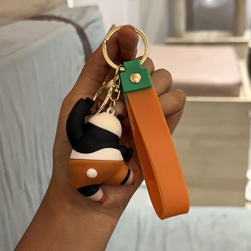 Image of Cute Cartoon Character Silicone 3D Key Chain with Strap Charm & Metal Hook, Merchandise Key Rings Gift for Kids Girls Boys Men & Women
