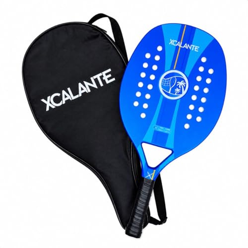 Raquete Para Beach Tennis Profissional Em Fibra Carbono Com Capa Protetora (Azul)