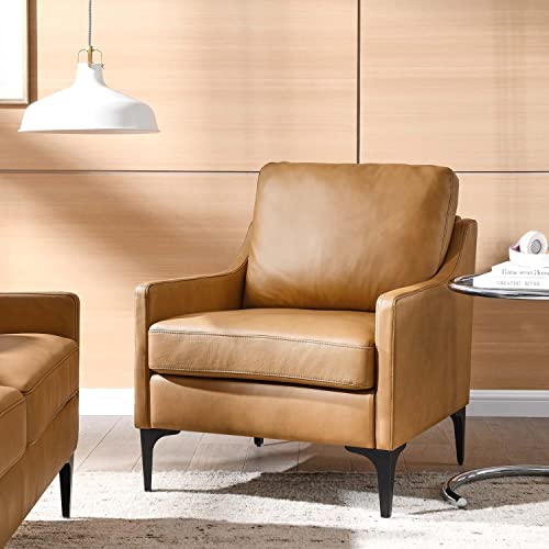 Sillón Moderno Piel Tan miniatura 2