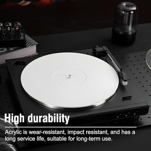 Acryl-Slipmat für Plattenspieler, 30cm Acryl-Plattenspielermatte, 3mm Plattenspieler-Plattenmatte, Vinyl Plattentellerauflage Antistatische Reduziert Geräusche für alle 12 Zoll großen Platten(Weiß)