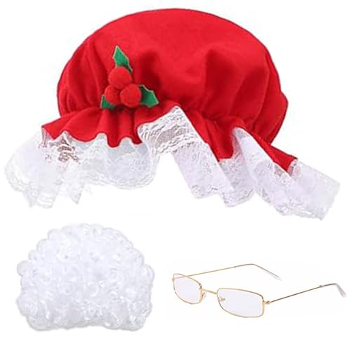 Perruque blanche et lunettes pour compléter un costume de Mme Noël