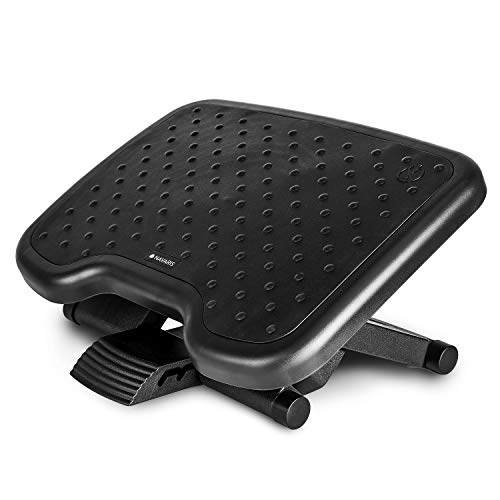 Poggiapiedi Ergonomico In Bambù ZRI Per Scrivania, 3 Altezze Regolabili, Antiscivolo, Nero