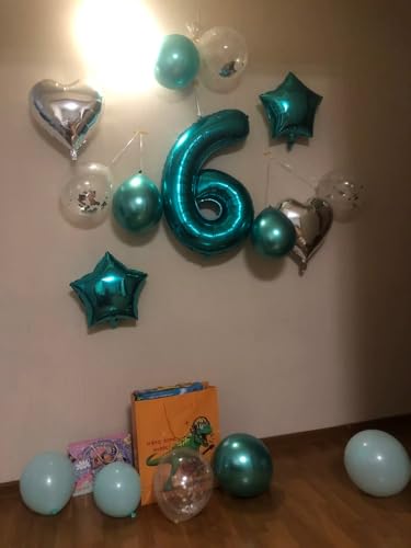 Image of Teal Blue 7 Balloon, Number Balloons 40 Inch, 7th Birthday Decorations, Party Decoration for Women, Number 7 Balloon