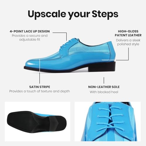 Image of Viotti 179, Casual Dress Oxford Shoes for Men, Satin Striped Lace-Ups, Men's Business Casual Leather & Satin Shoe, for All Formal Occasions